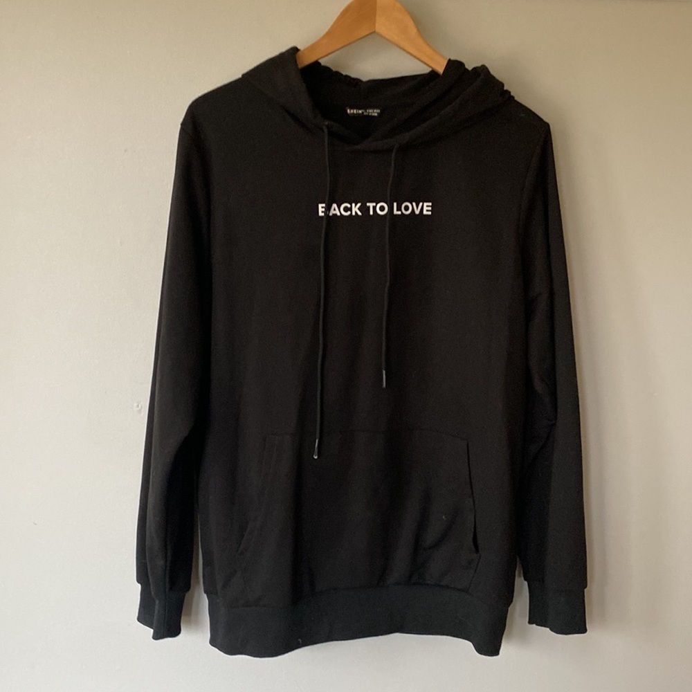 Shein black graphic hoodie